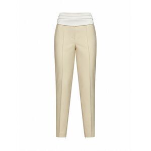 The Attico Women Milk Stretch Wool Cigarette Trousers With Cummerbund